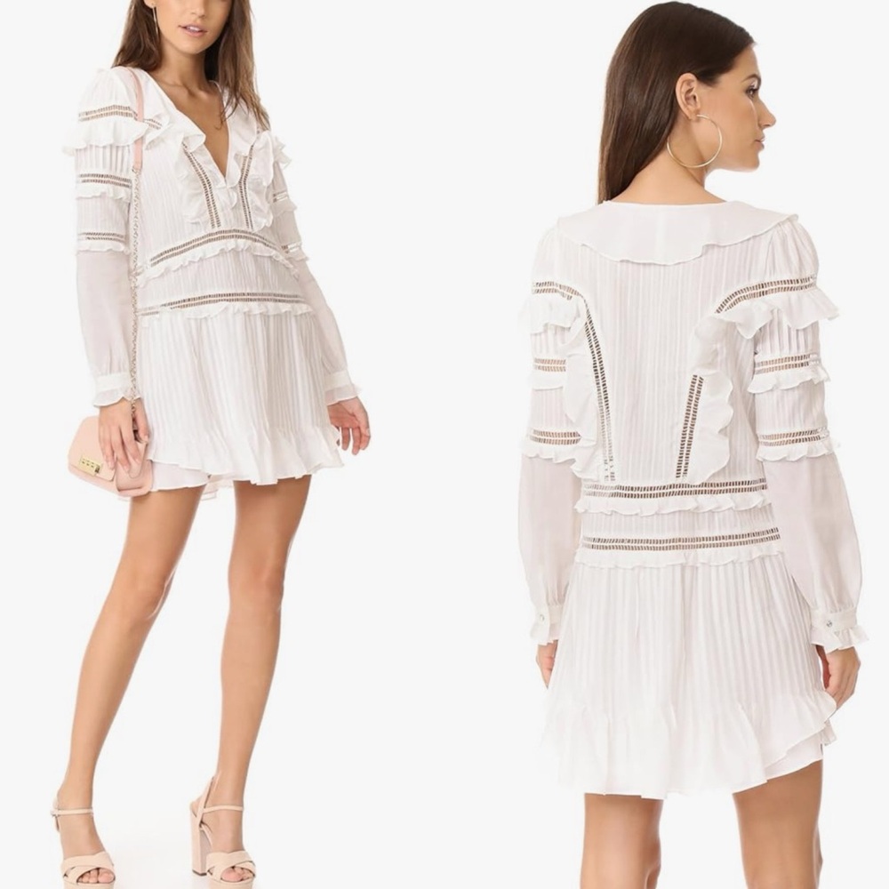 For Love And Lemons Ziggy Pintuck White Mini Dress Size L